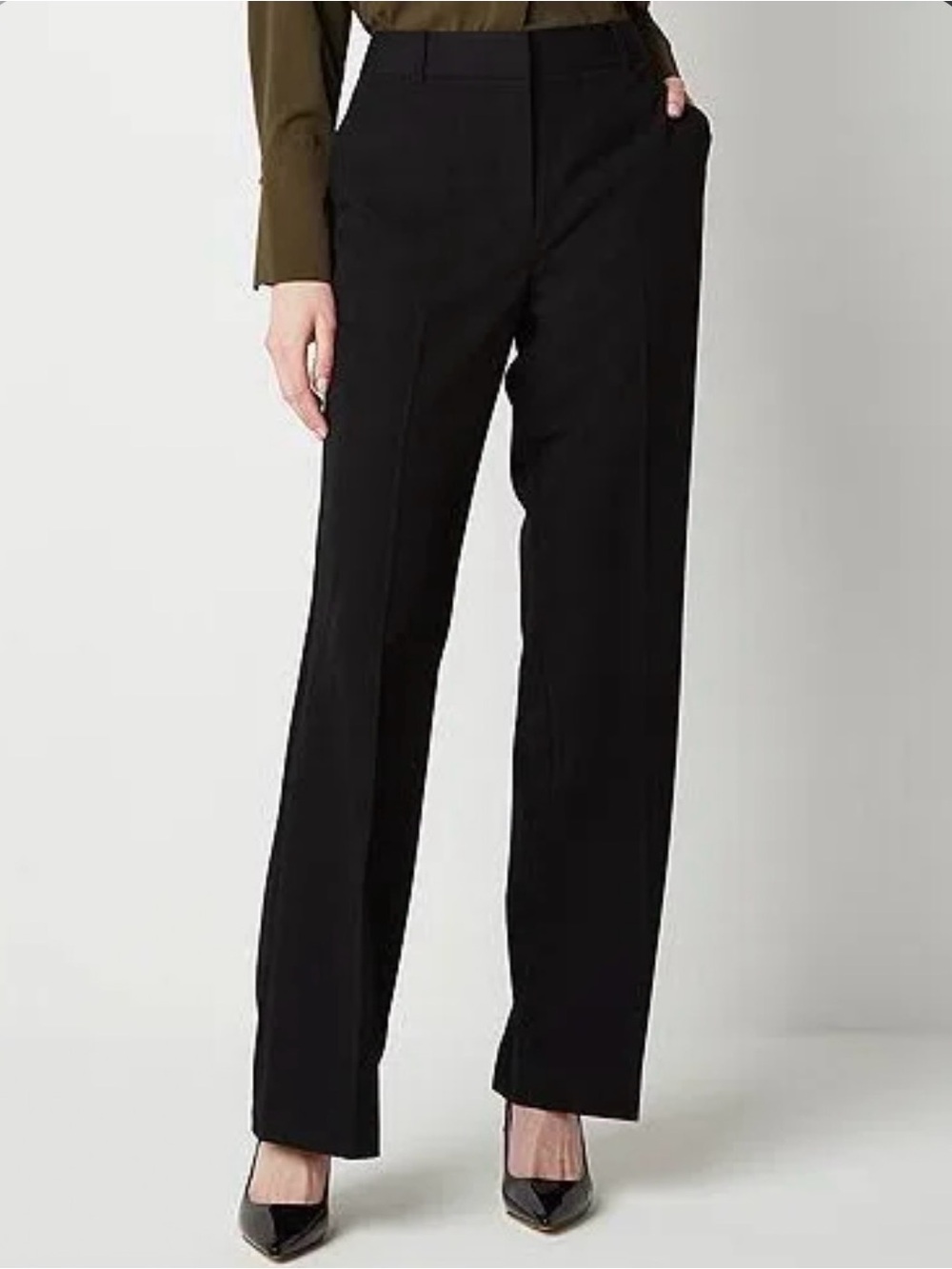 Worthington High Waisted Tapered Black Dress Pants size 4